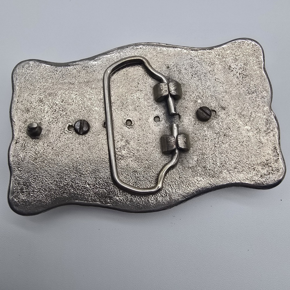 Centerpiece Black Banded‎  Cabochon Silver Tone Western Framed Belt Buckle - Picture 6 of 6